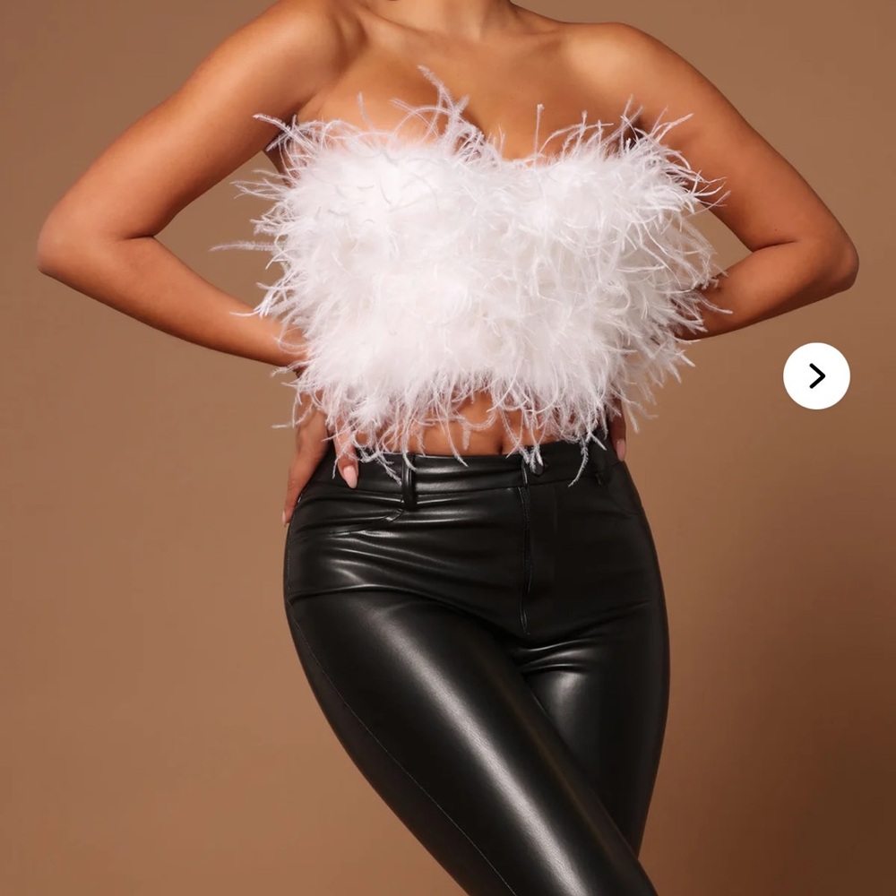 White Feather Strapless Crop Top
